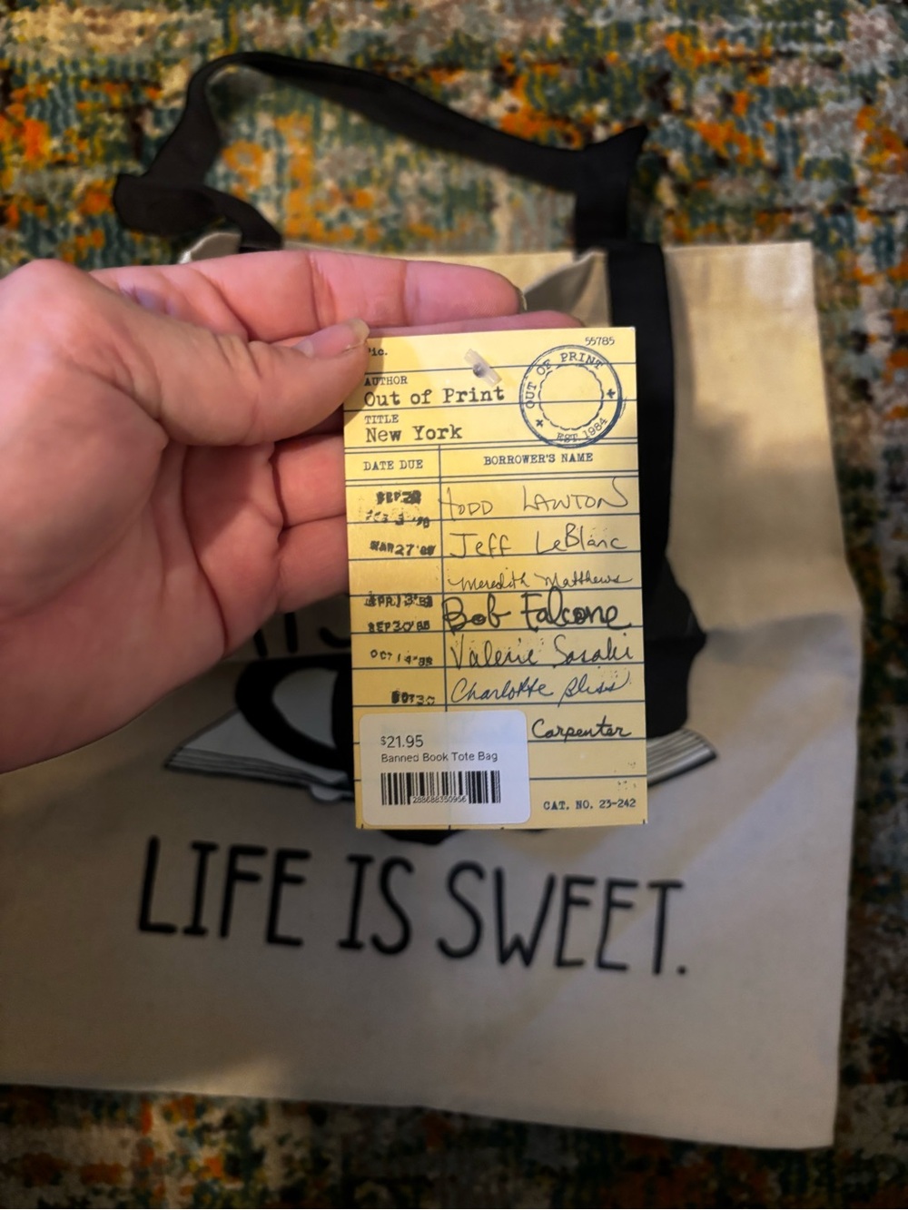 NWT Out of Print Natural Canvas Tote with Black Accents - Picture 5 of 7